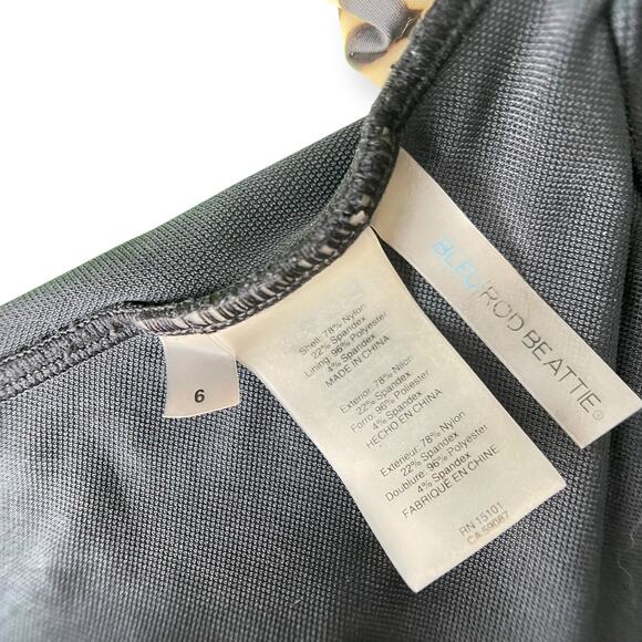 Bleu Rod Beattie Mio Black Rainbow Lattice Criss Cross Plunge Cut Out Swimsuit 6 - Picture 9 of 10